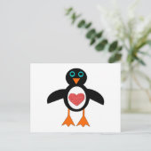かわいい恋ハートペンギン葉書 ポストカード (スタンド正面)