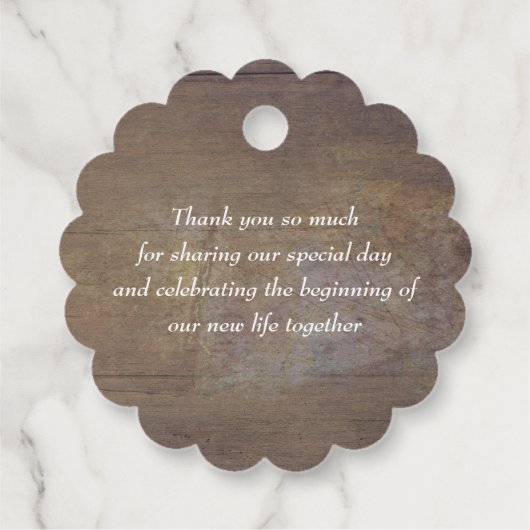 かわいい恋ハート素朴文字結婚の感謝 フェイバータグ (裏面)