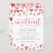 かわいい恋人のバレンタインの赤ちゃんシャワー 招待状 (正面/裏面)