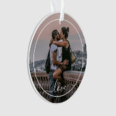 かわいい恋人カップル写真シンプルラブ引用文文字 オーナメント (正面)