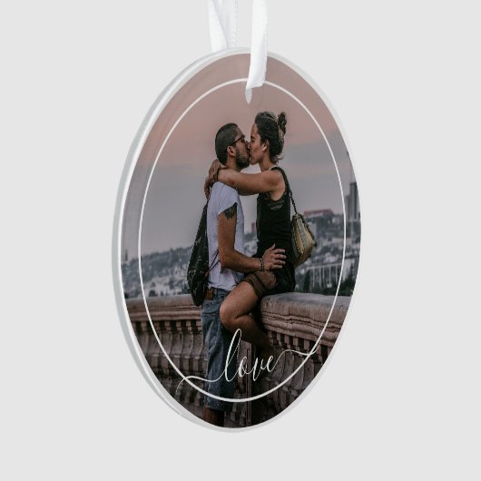 かわいい恋人カップル写真シンプルラブ引用文文字 オーナメント (正面)