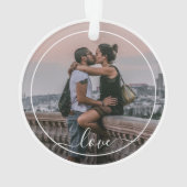 かわいい恋人カップル写真シンプルラブ引用文文字 オーナメント (裏面)