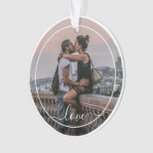 かわいい恋人カップル写真シンプルラブ引用文文字 オーナメント (正面)