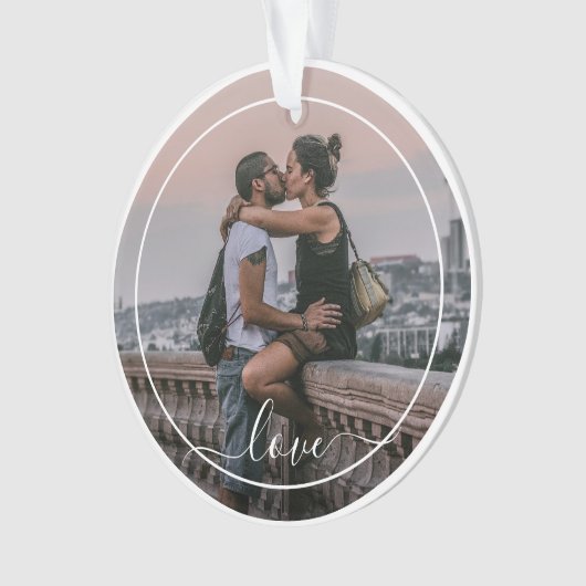 かわいい恋人カップル写真シンプルラブ引用文文字 オーナメント (正面)