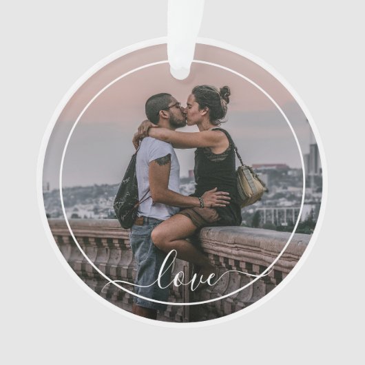 かわいい恋人カップル写真シンプルラブ引用文文字 オーナメント (正面)