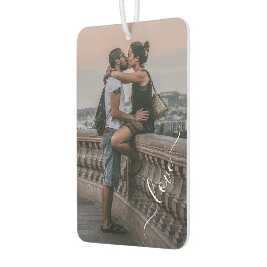 かわいい恋人カップル写真シンプルラブ引用文文字 カーエアーフレッシュナー (左)