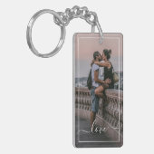 かわいい恋人カップル写真シンプルラブ引用文文字 キーホルダー (正面左)