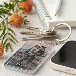 かわいい恋人カップル写真シンプルラブ引用文文字 キーホルダー