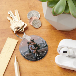 かわいい恋人カップル写真シンプルラブ引用文文字 キーホルダー