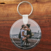 かわいい恋人カップル写真シンプルラブ引用文文字 キーホルダー (正面)