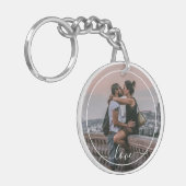 かわいい恋人カップル写真シンプルラブ引用文文字 キーホルダー (正面左)