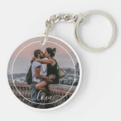 かわいい恋人カップル写真シンプルラブ引用文文字 キーホルダー (裏面)