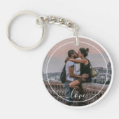 かわいい恋人カップル写真シンプルラブ引用文文字 キーホルダー (正面)