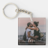 かわいい恋人カップル写真シンプルラブ引用文文字 キーホルダー (正面)