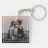 かわいい恋人カップル写真シンプルラブ引用文文字 キーホルダー (裏面)