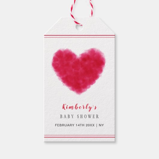 かわいい恋人フレームバレンタイン赤ちゃんシャワー ギフトタグ (正面)