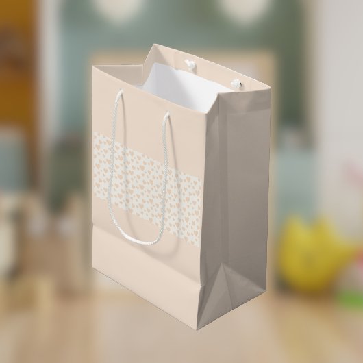 かわいい恋人ライトカラーハートパターン抱き枕 ミディアムペーパーバッグ