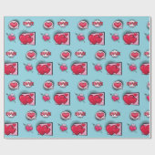 かわいい恋漫画本スタイルスカイブルーハートギフト ラッピングペーパー (フラット)