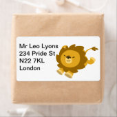 かわいい恍惚とした漫画のライオンのラベル ラベル (インサイチュ)