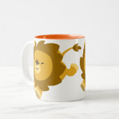 かわいい恍惚な漫画ライオンのマグカップ ツートーンマグカップ (正面左)