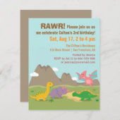 かわいい恐カラフル竜の誕生パーティー 招待状 (正面/裏面)