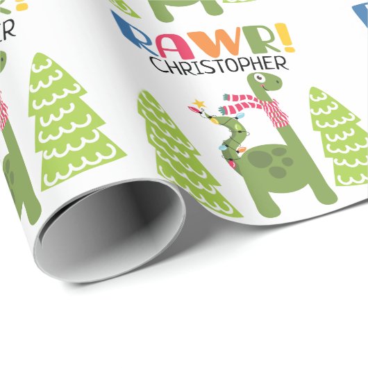 かわいい恐パーソナライズされた竜のクリスマス ラッピングペーパー (ロールコーナー)