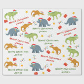 かわいい恐パーソナライズされた竜サンタメリークリスマス ラッピングペーパー (フラット)