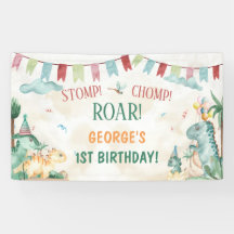 かわいい恐竜がどんどん歩いて吠える男の子の誕生日