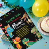 かわいい恐竜が吠える男の子の誕生日招待状 サンキューカード