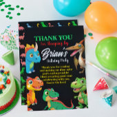 かわいい恐竜が吠える男の子の誕生日招待状 サンキューカード