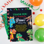 かわいい恐竜が吠える男の子の誕生日招待状 サンキューカード