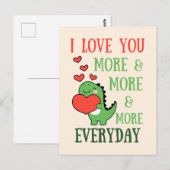 かわいい恐竜が愛を伝えるバレンタインカード ポストカード (正面/裏面)