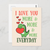 かわいい恐竜が愛を伝える毎日バレンタイン ポストカード (正面/裏面)