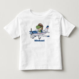 かわいい恐竜が操縦するセスナ機 オーダーメイド トドラーTシャツ