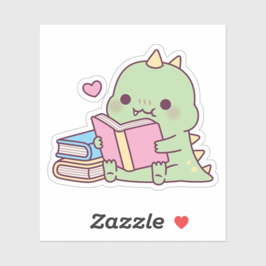 かわいい恐竜が本を読むのが大好き シール (シート)