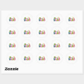 かわいい恐竜が本を読む 小学校の先生 ラウンドシール (シート)