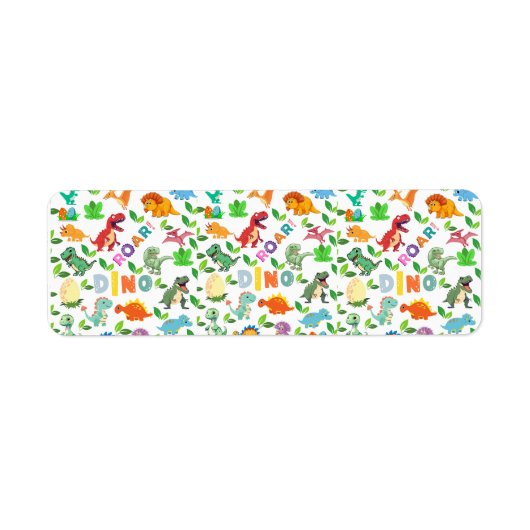 かわいい恐竜が継ぎ目なく ラベル (正面)