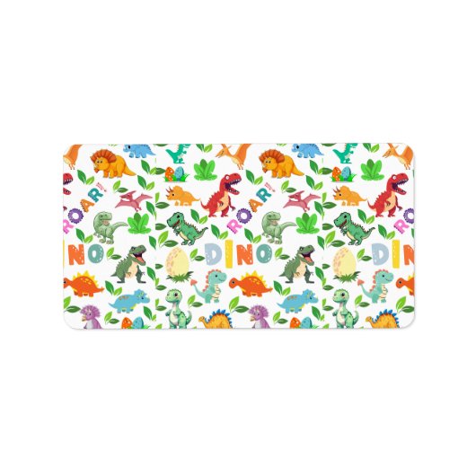かわいい恐竜が継ぎ目なく ラベル (正面)