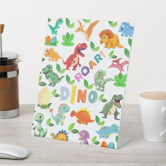 かわいい恐竜が継ぎ目なく 台座サイン (インサイチュ)