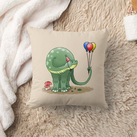 かわいい恐竜が風船を持っている クッション (ブランケット)