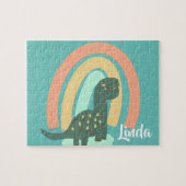 かわいい恐竜とレインボーカラフルキッズアート ジグソーパズル (横)