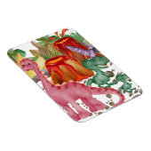 かわいい恐竜と噴火する火山 マグネット (右側)