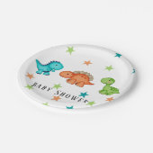 かわいい恐竜と星の赤ちゃんシャワー ペーパープレート (アングル)