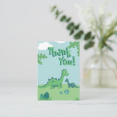 かわいい恐竜のお母さんおよび子供とのサンキューカード コーリングカード (スタンド正面)