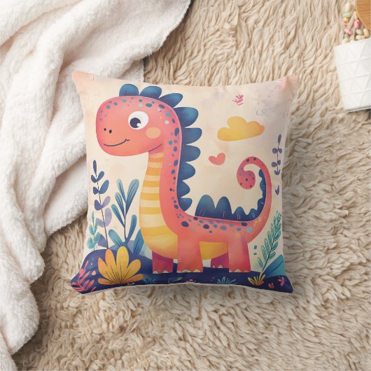 かわいい恐竜のイラストの幼児用クッション クッション (ブランケット)