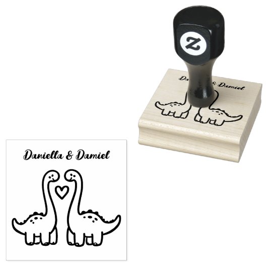 かわいい恐竜のカップルのスタンプ ラバースタンプ (押印)