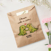 かわいい恐竜のカップルの結婚式のオヤツ フェイバーバッグ (封をした状態)