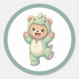かわいい恐竜のクマ カワイイテディベアの恐竜コスチューム ラウンドシール