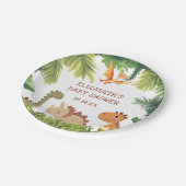 かわいい恐竜のグリーン ベビーシャワー ペーパープレート (アングル)