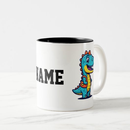かわいい恐竜のコーヒーマグカップ - 楽しい恐竜のドリンクウェア ツートーンマグカップ (正面右)